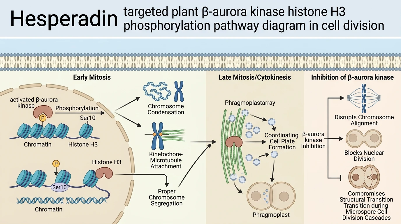 Hesperadin targeted plant β-aurora kinase histone H3 phosphorylation pathway diagram in cell division