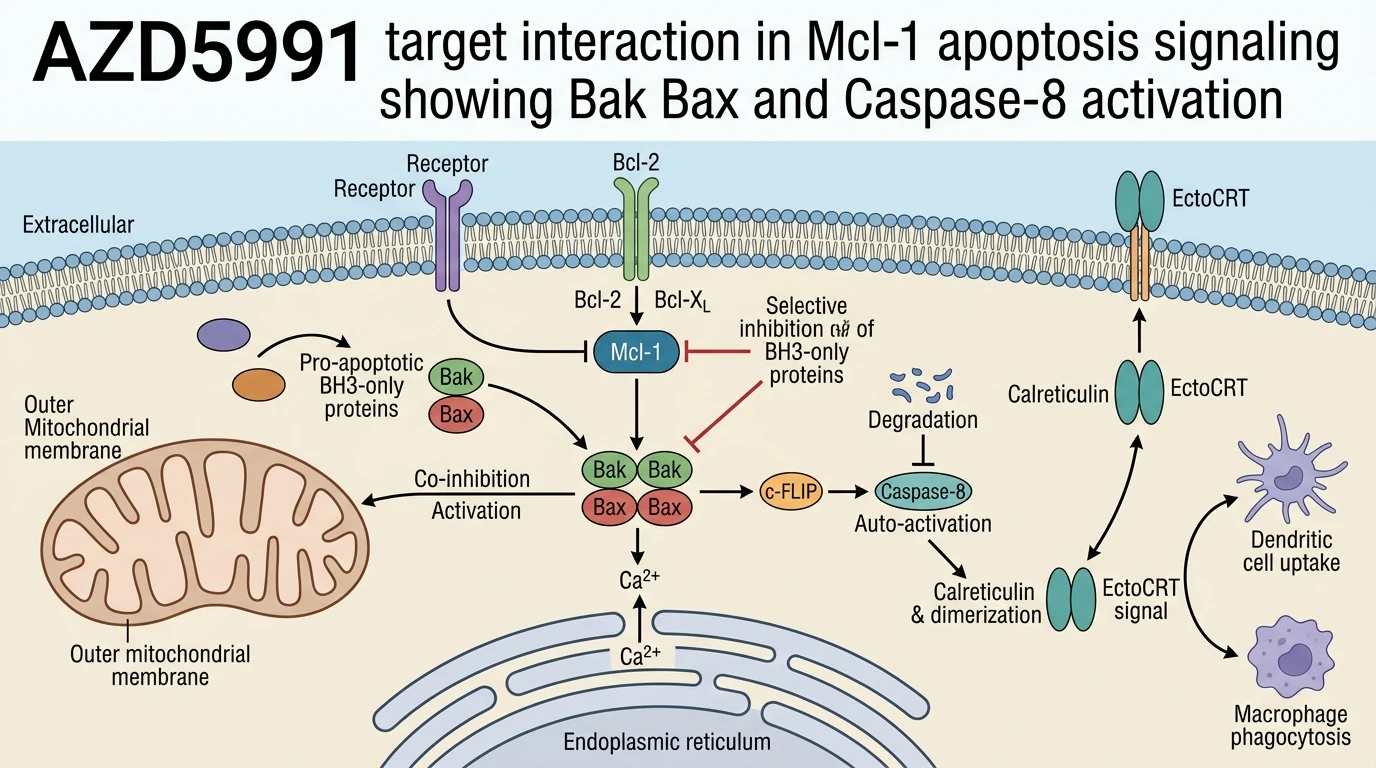 AZD5991 target interaction in Mcl-1 apoptosis signaling pathway showing Bak Bax and Caspase-8 activation