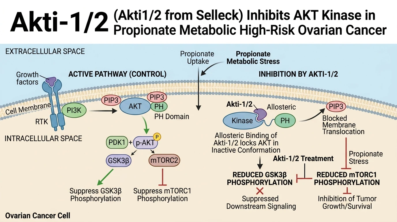 Schematic diagram of PI3K AKT mTOR signaling pathway modulation in propionate metabolic ovarian cancer subtypes